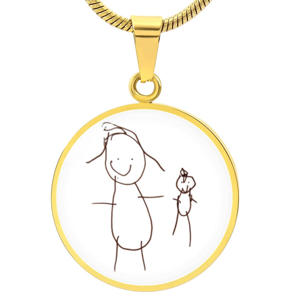 Stick Figure Circle Pendant Necklace