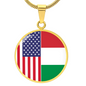 2 Flag Custom Circle Pendant Necklace