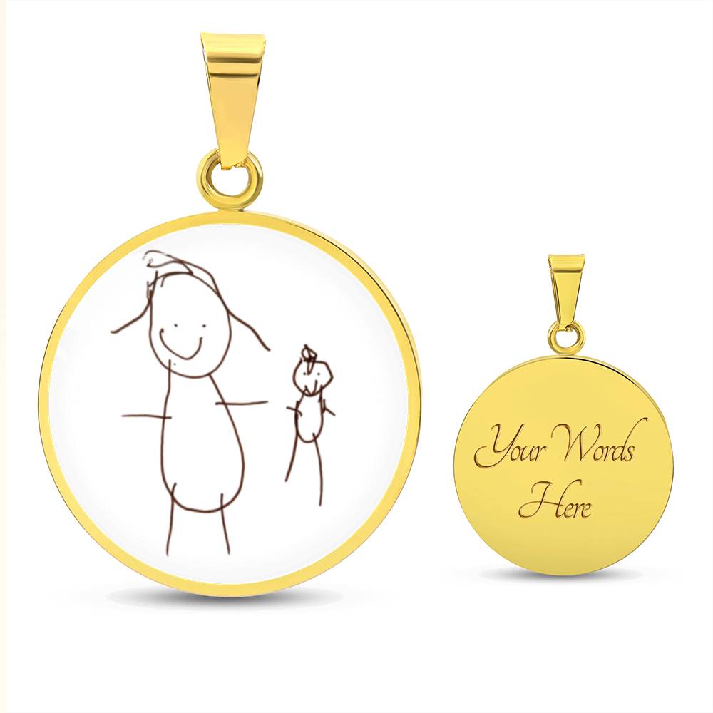 Stick Figure Circle Pendant Necklace