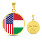 2 Flag Custom Circle Pendant Necklace
