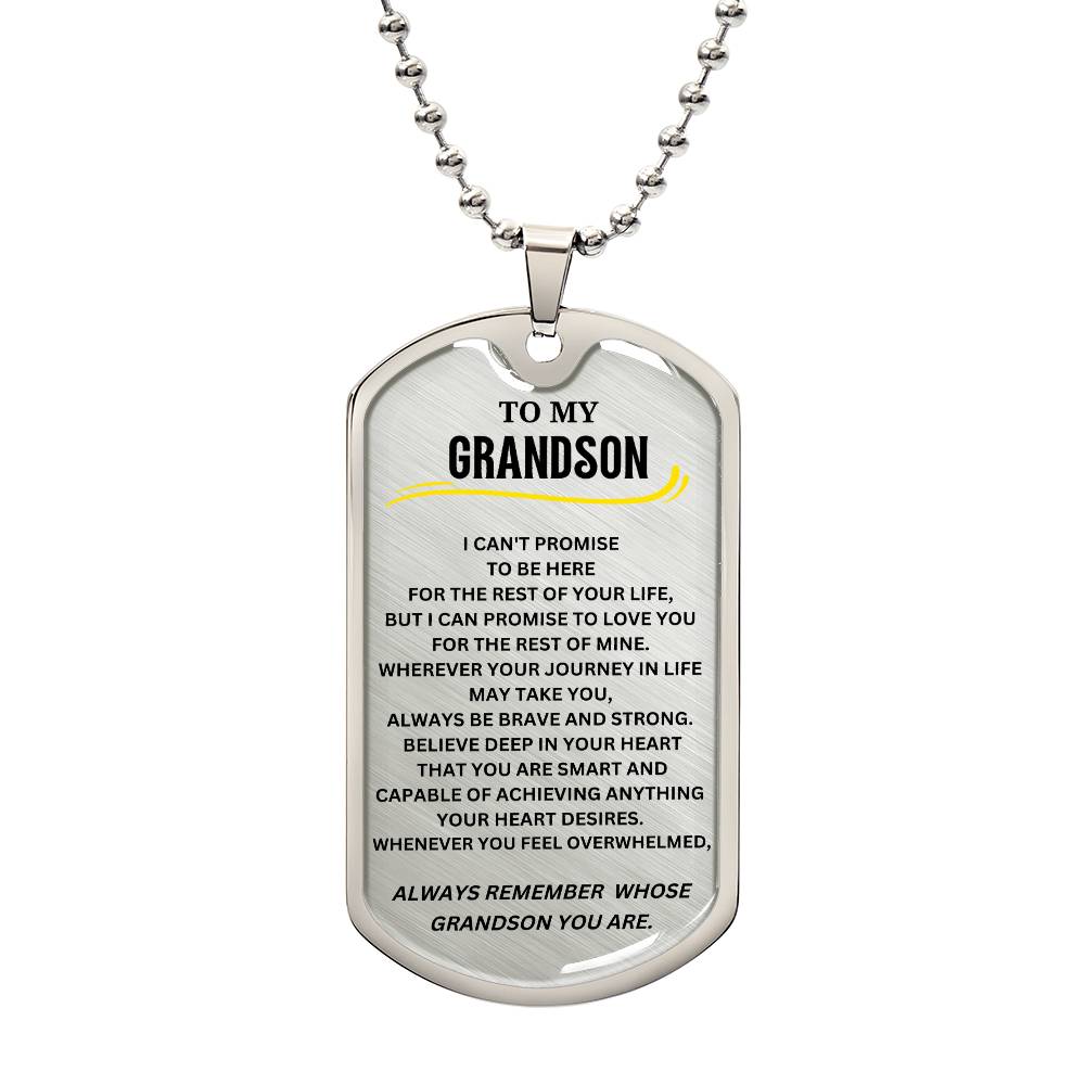 To My Grandson Dog Tag Necklace