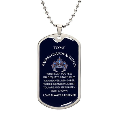 To My Badass Granddaughter Dog Tag Necklace