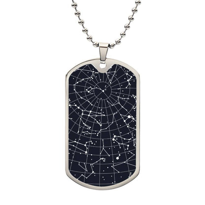 Celestial Night Sky Dog Tag Necklace Maple Valley