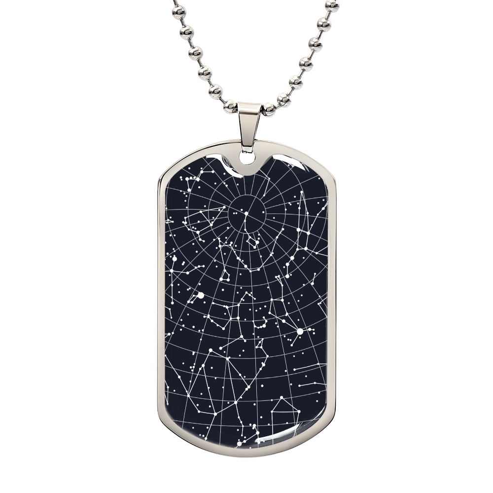 Celestial Night Sky Dog Tag Necklace New Costessey