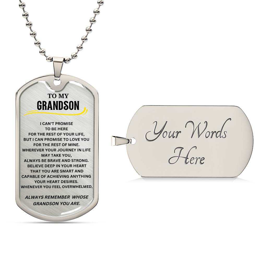 To My Grandson Dog Tag Necklace