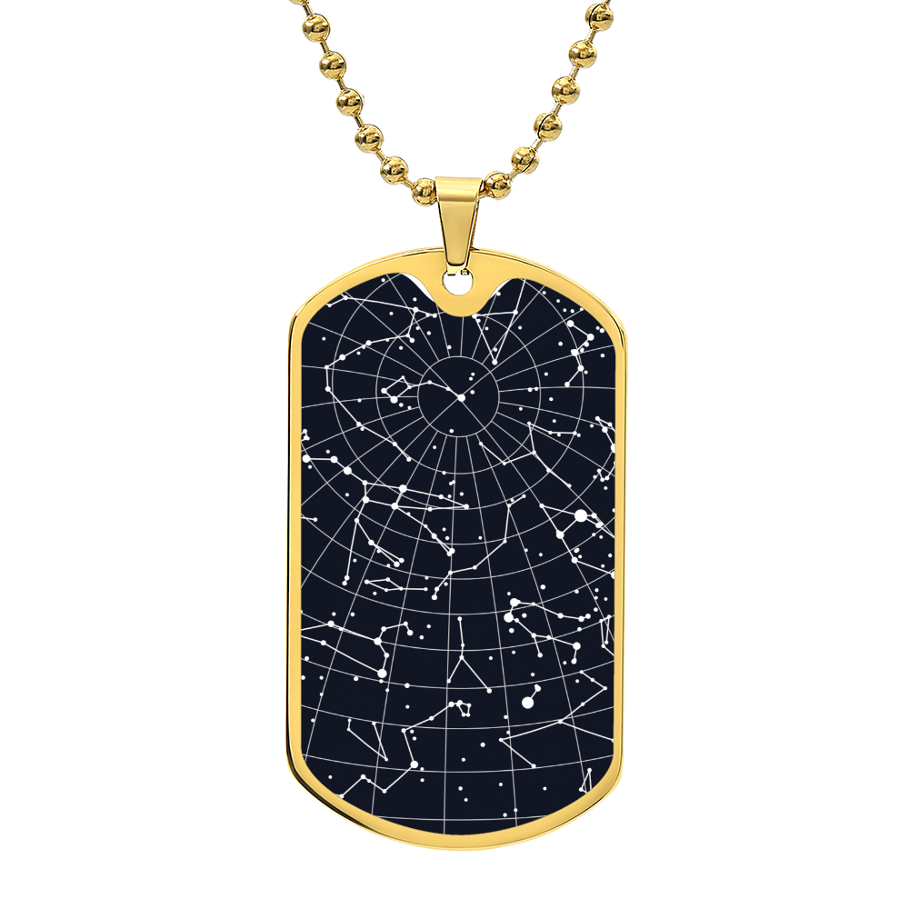 Celestial Night Sky Dog Tag Necklace Maple Valley