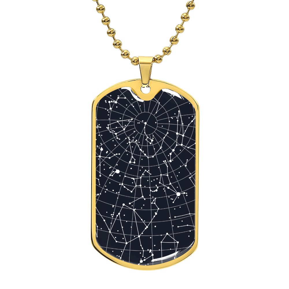 Celestial Night Sky Dog Tag Necklace New Costessey
