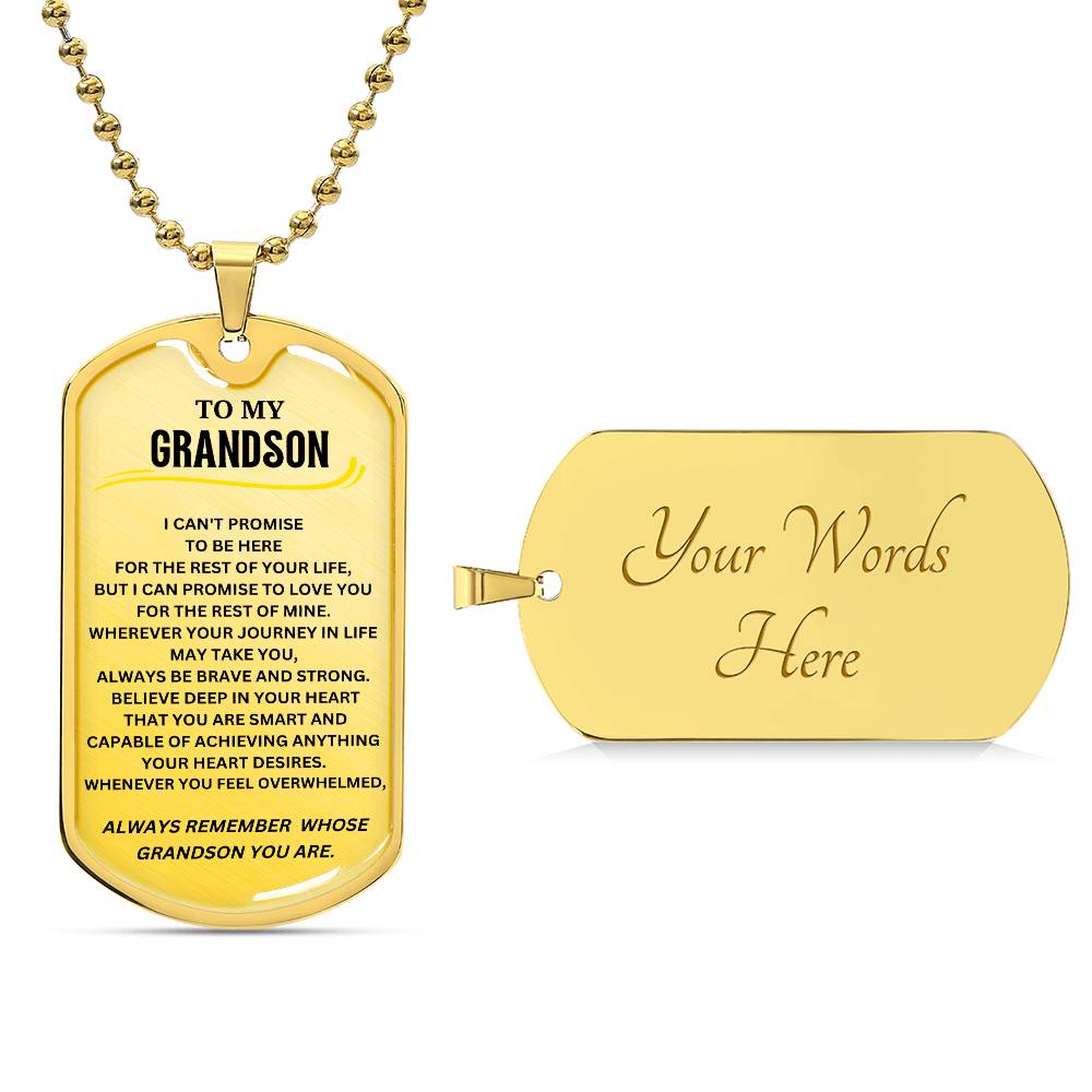 To My Grandson Dog Tag Necklace