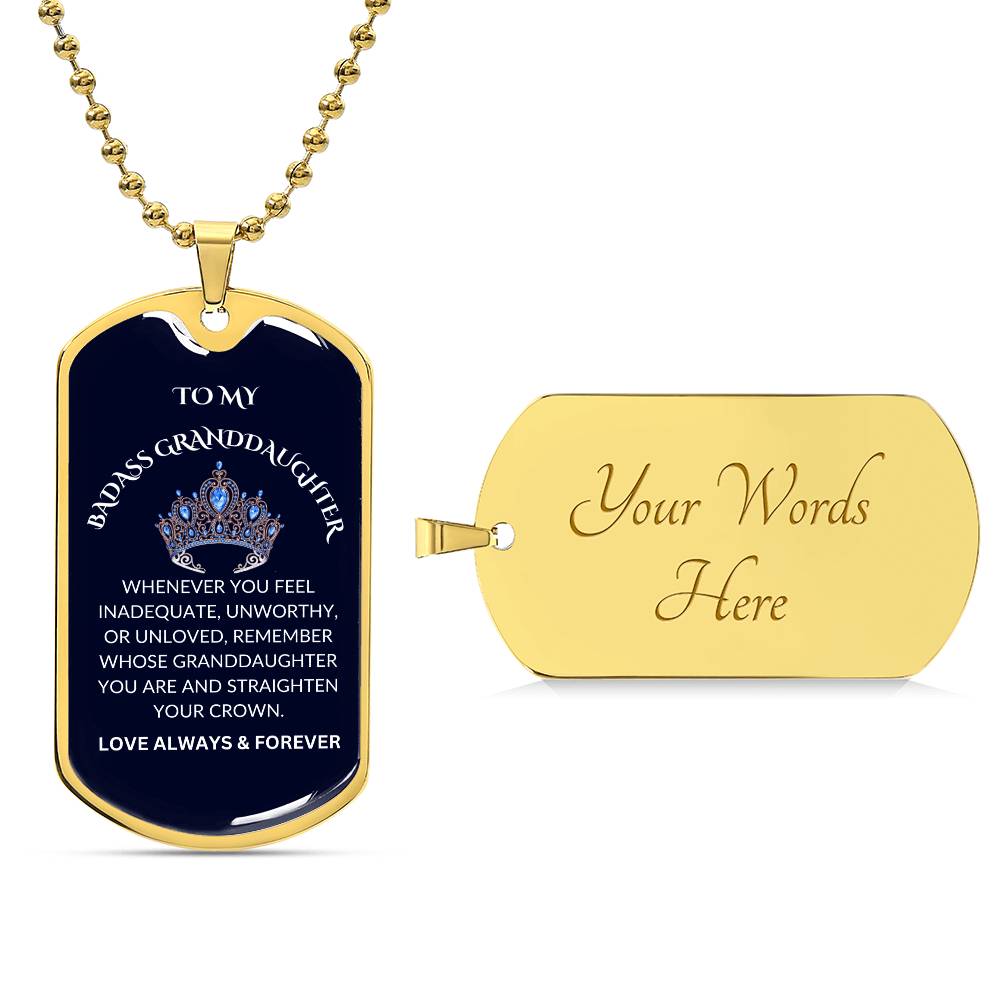 To My Badass Granddaughter Dog Tag Necklace