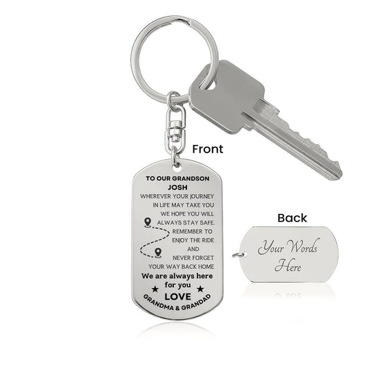 To Our Grandson Josh Love Grandma & Grandad Keychain