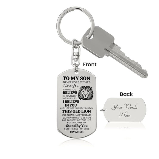 To My Son Dog Tag Keychain Love Dad