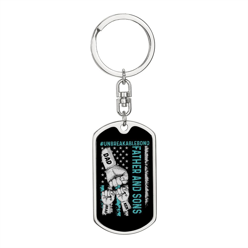 Father and Sons 2 Fist Bump Keychain For Dad