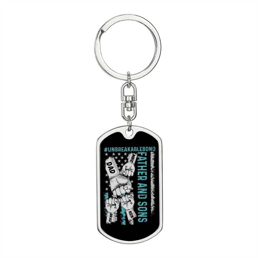 Unbreakable Bond Father and Sons 3 Fist Keychain
