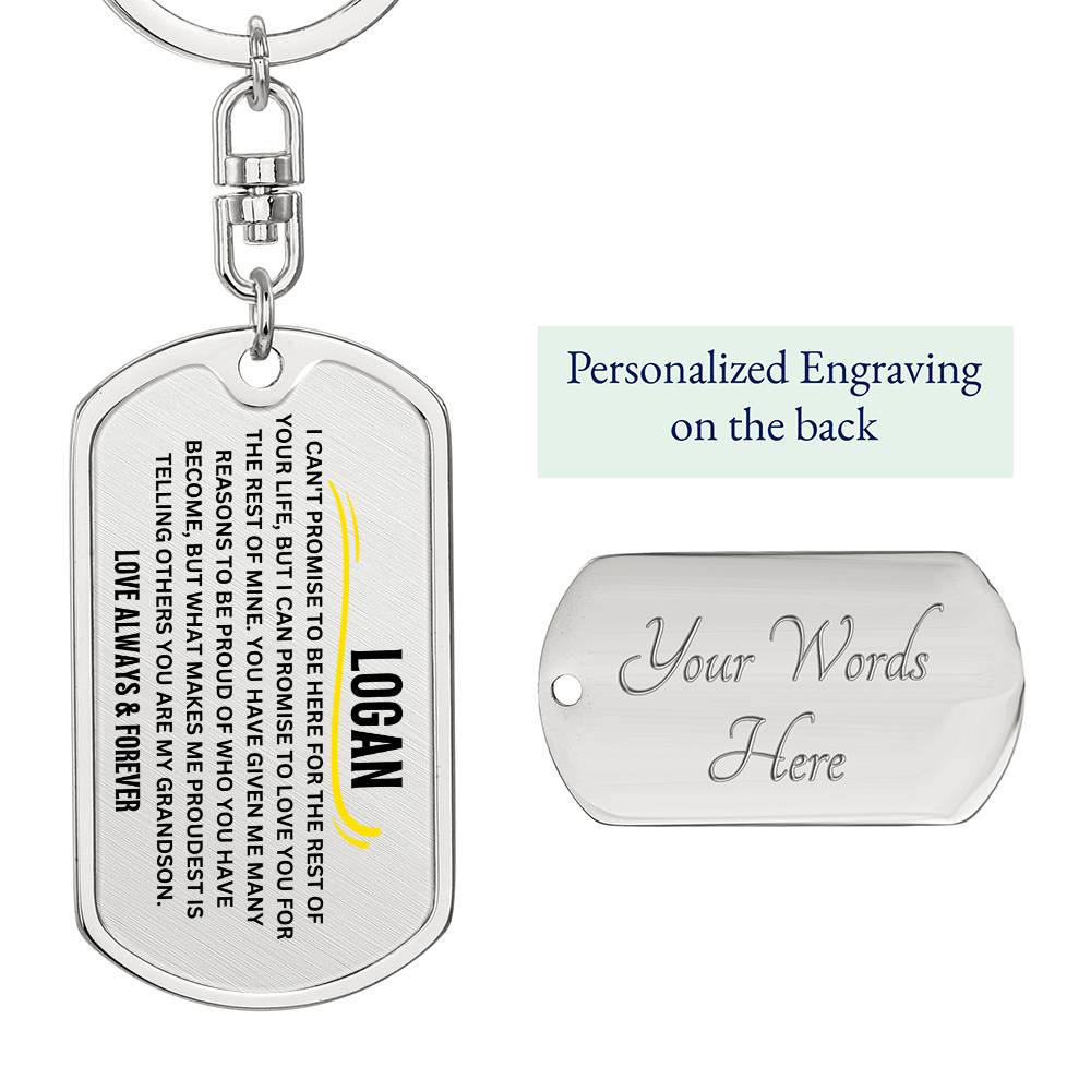 To My Grandson Keychain Custom Logan