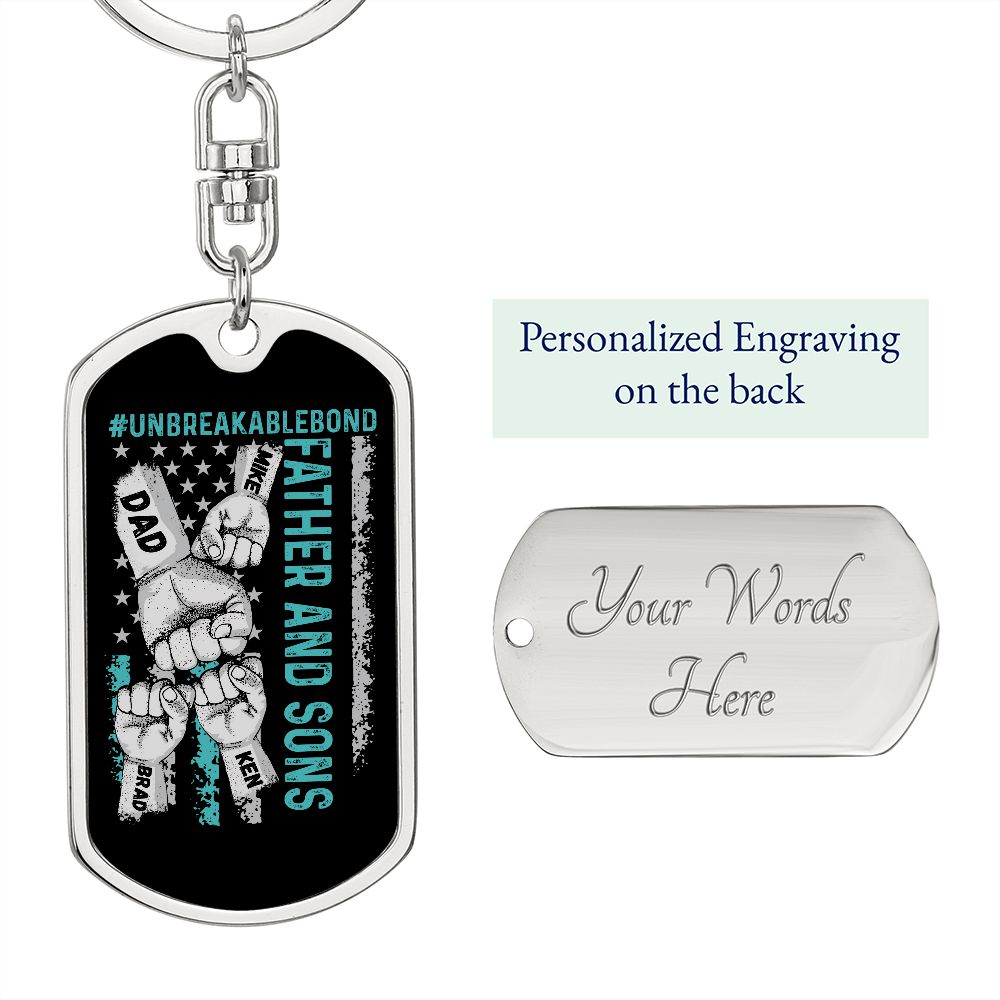 Unbreakable Bond Father and Sons 3 Fist Keychain