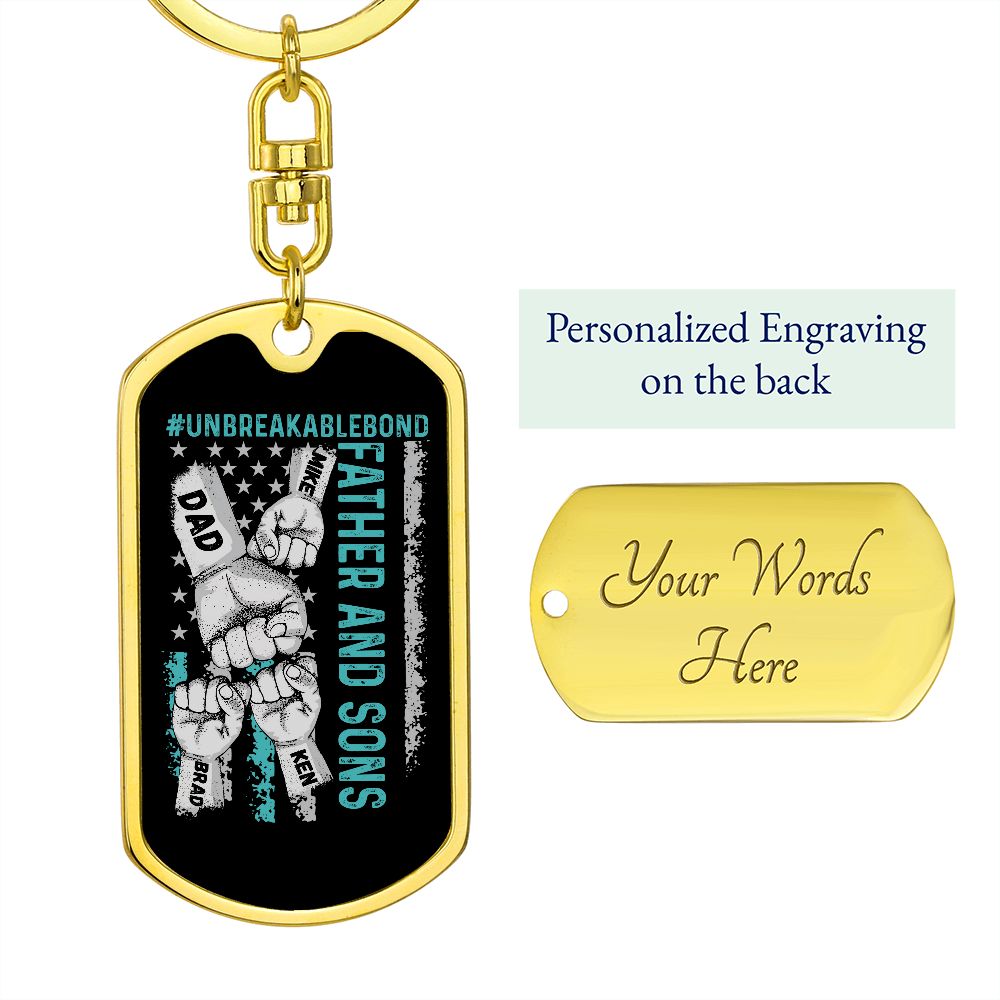 Unbreakable Bond Father and Sons 3 Fist Keychain
