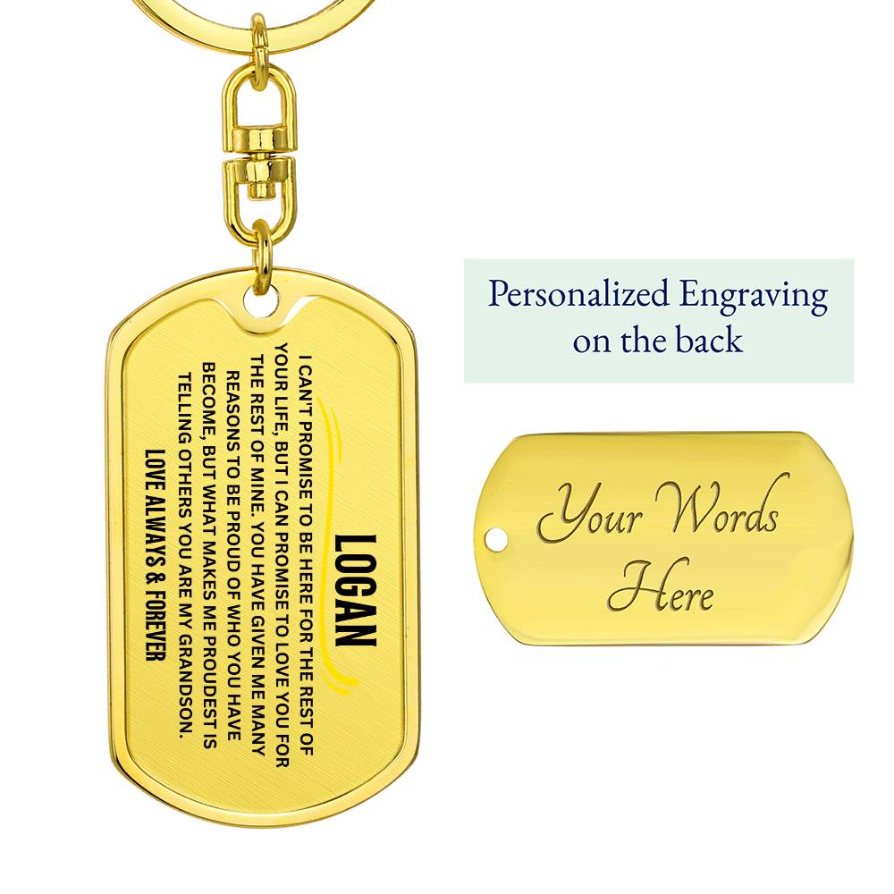 To My Grandson Keychain Custom Logan