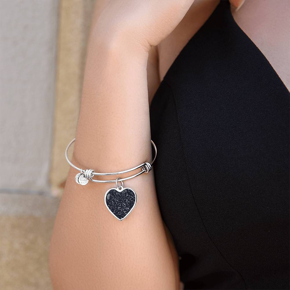 Celestial Night Sky Heart Shaped Bangle Bracelet