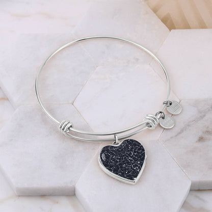 Celestial Night Sky Heart Shaped Bangle Bracelet