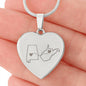 Long Distance State Necklace, Custom Engraved Necklace for Couples