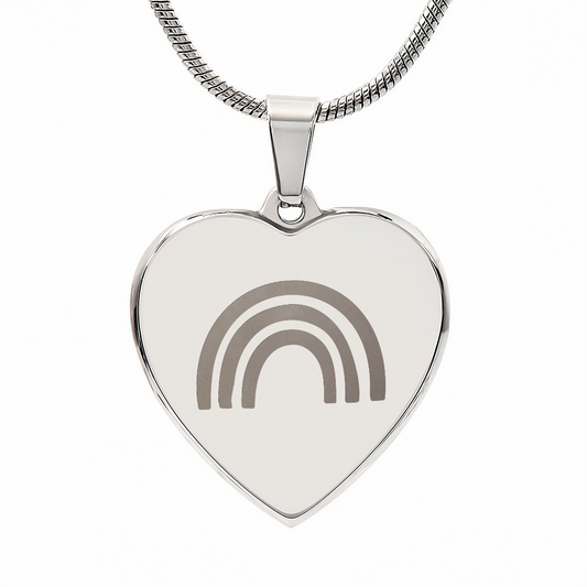 Rainbow Baby Engraved Heart Necklace