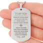 To My Son Dog Tag Necklace from Mom Enjoy The Ride
