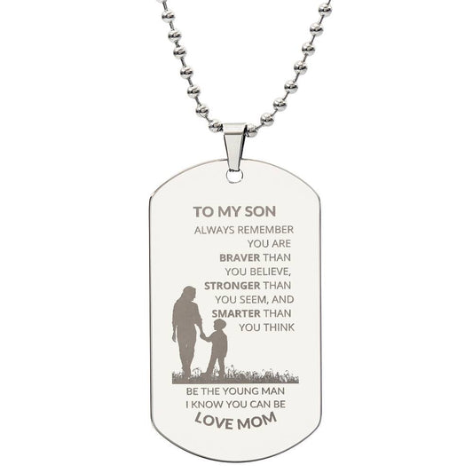 To My Son Dog Tag Necklace From Mom