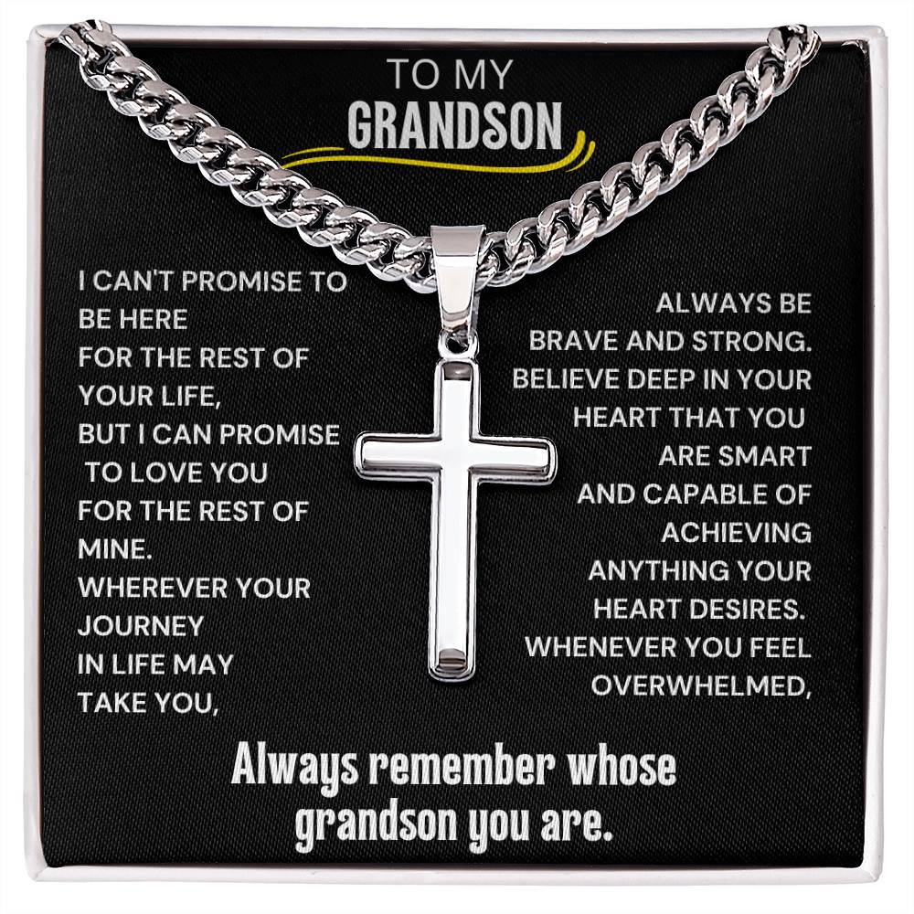To My Grandson Cross Necklace 1