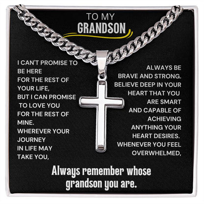 To My Grandson Cross Necklace 1