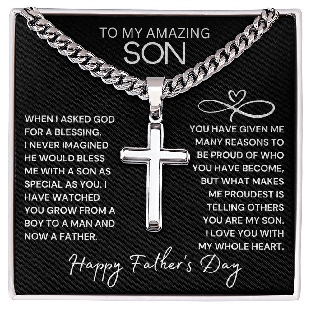 To My Amazing Son | Happy Father's Day Cross Necklace