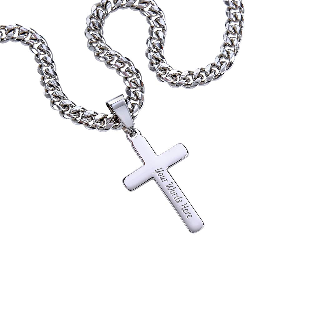 To Our Godson, Engraved Cross Chain