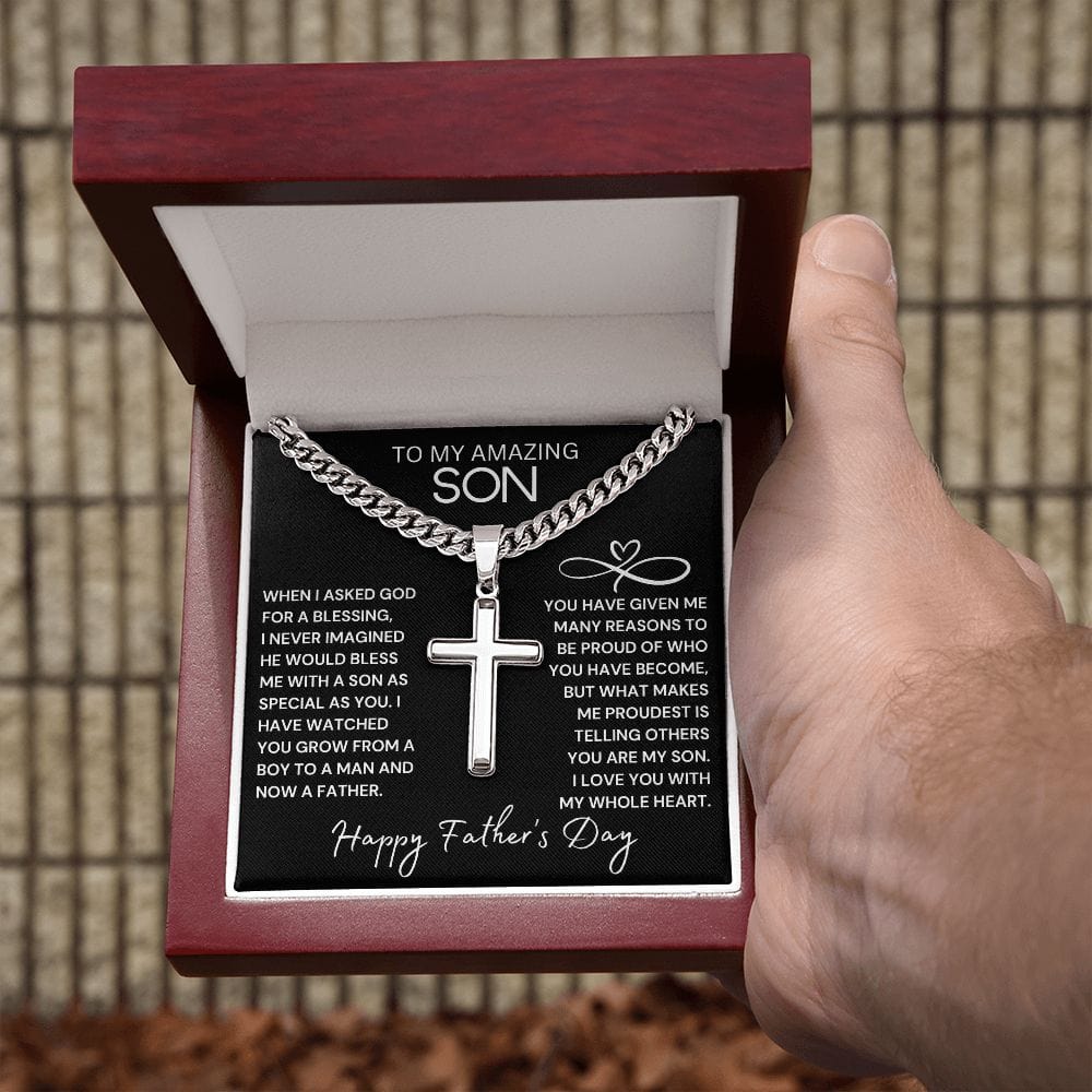 To My Amazing Son | Happy Father's Day Cross Necklace