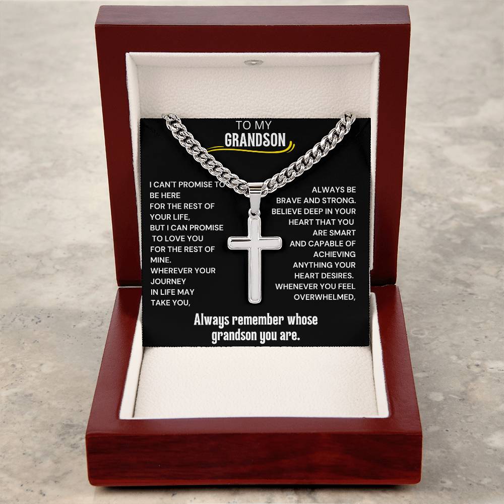 To My Grandson Cross Necklace 1