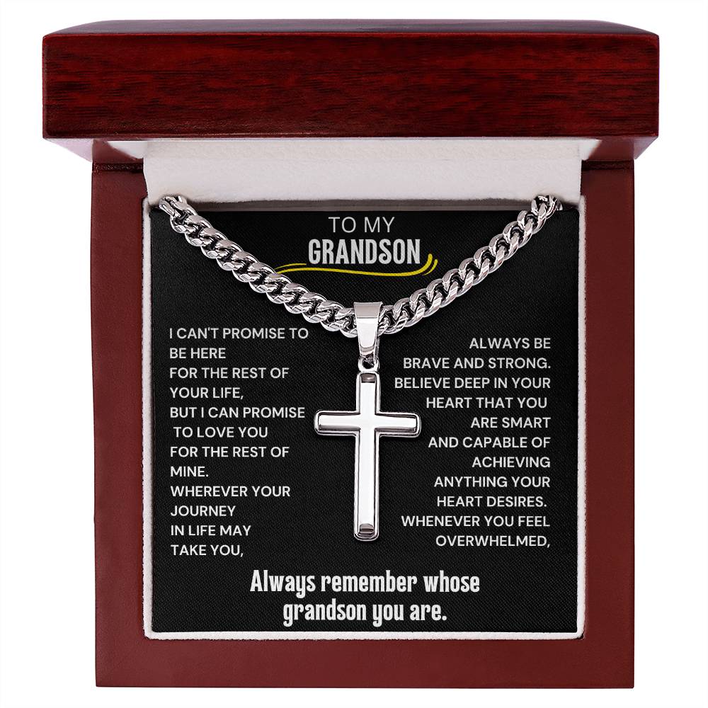 To My Grandson Cross Necklace 1