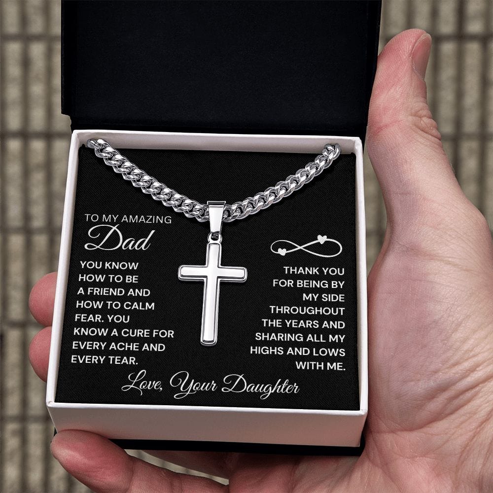 To My Man | Cuban Chain Cross Necklace w/o Engraving