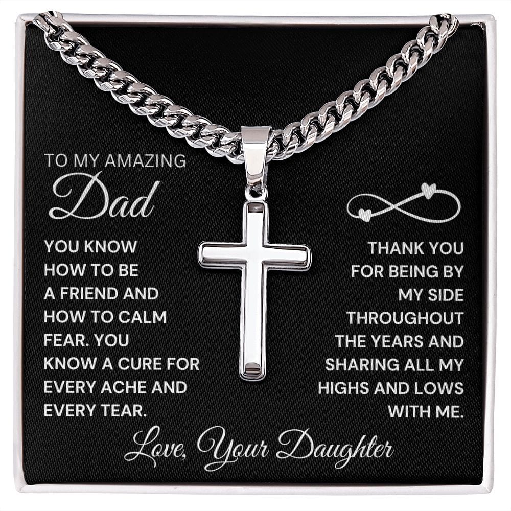 To My Man | Cuban Chain Cross Necklace w/o Engraving