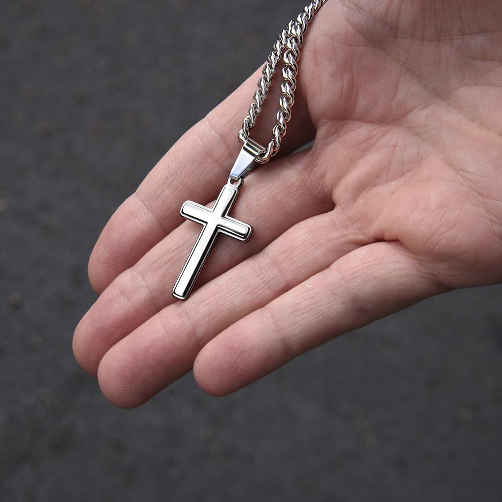 To My Man | Cuban Chain Cross Necklace w/o Engraving