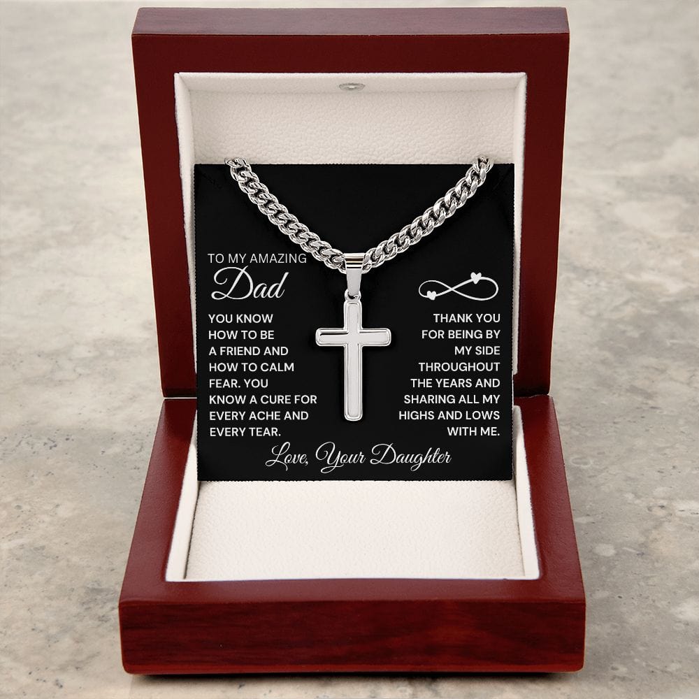 To My Man | Cuban Chain Cross Necklace w/o Engraving