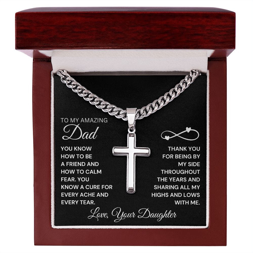 To My Man | Cuban Chain Cross Necklace w/o Engraving