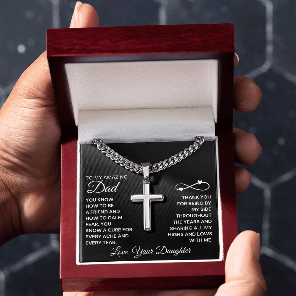 To My Man | Cuban Chain Cross Necklace w/o Engraving