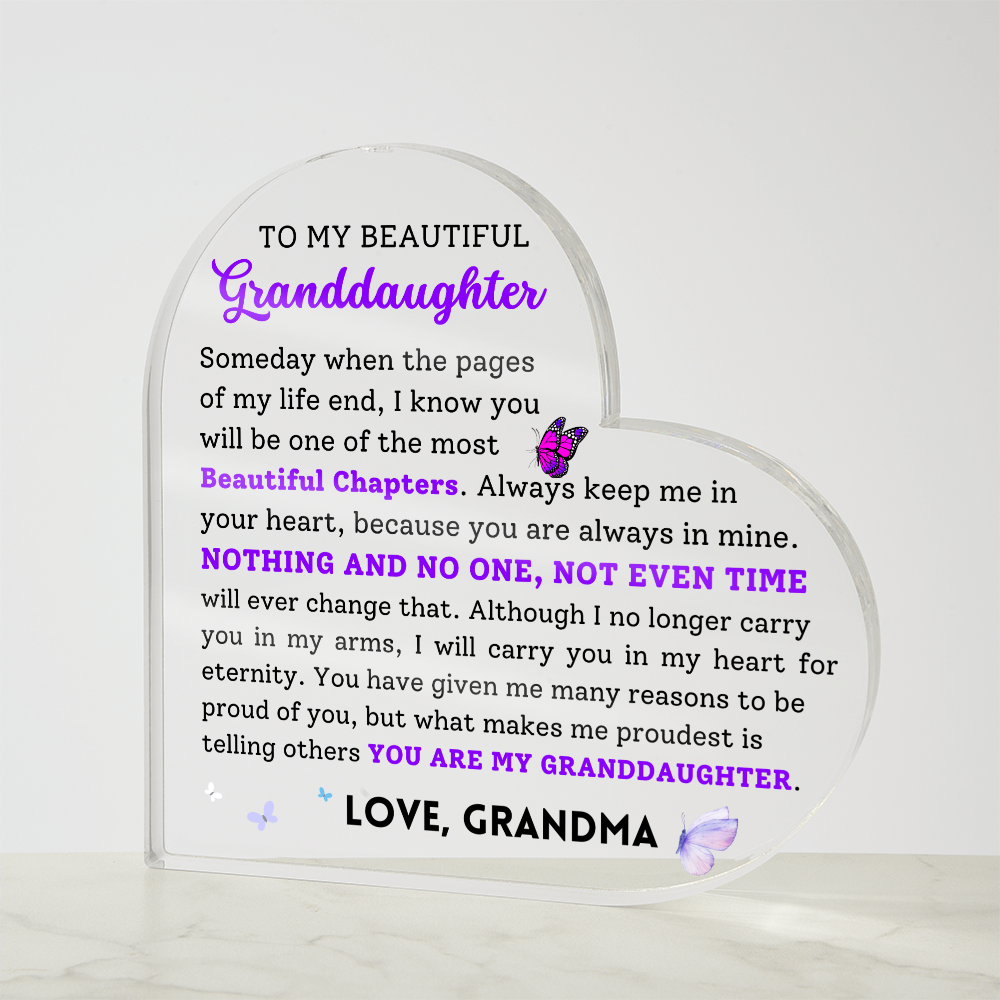 To My Beautiful Granddaughter Acrylic Plaque, From Grandma