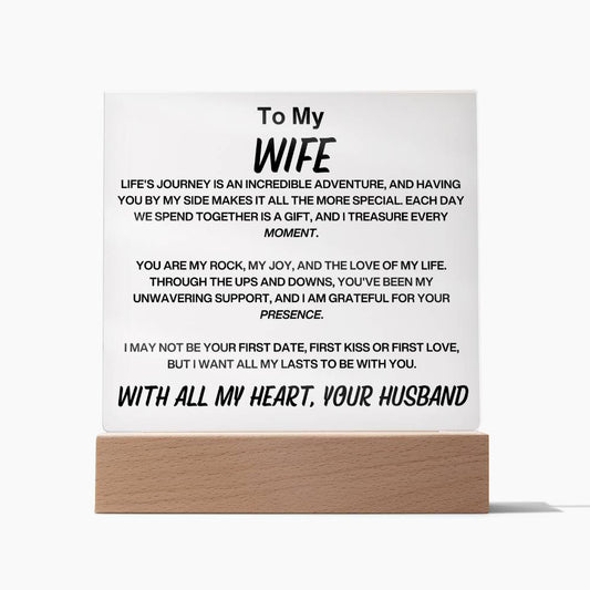 To My Wife Acylic Plaque From Husband