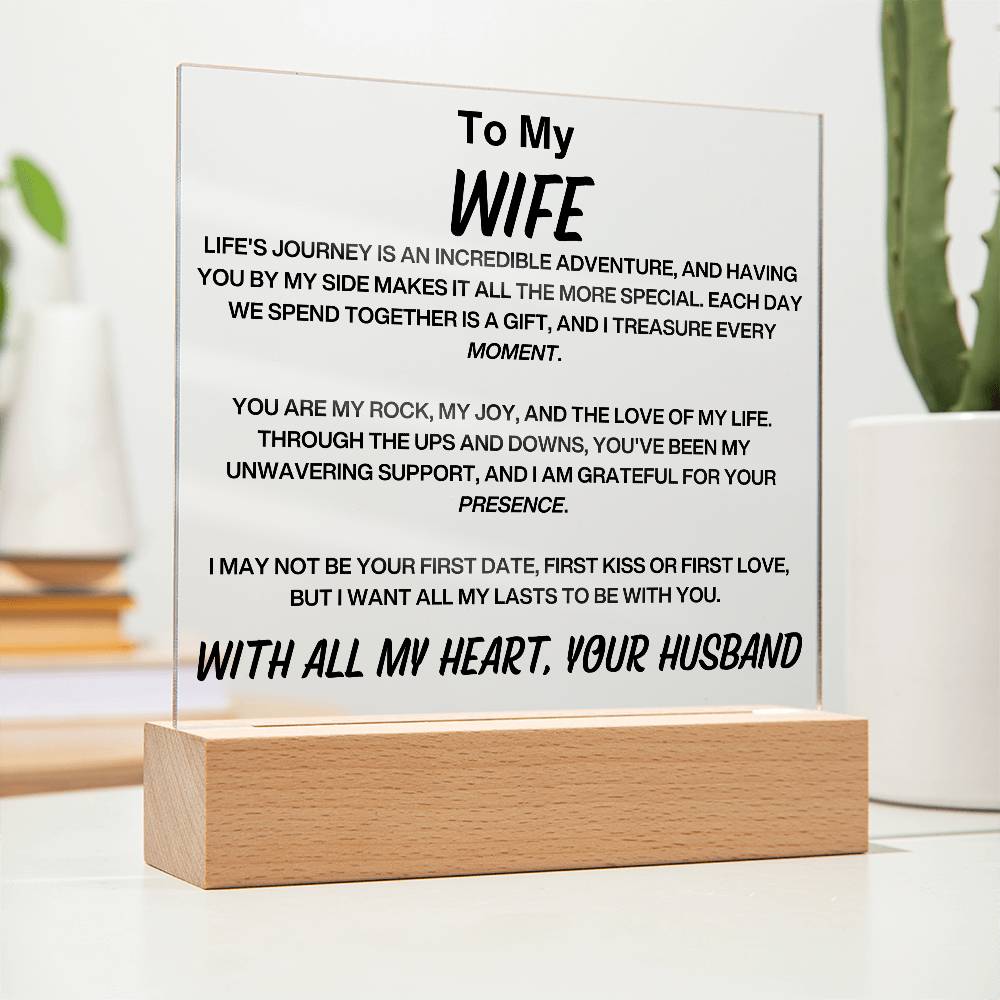 To My Wife Acylic Plaque From Husband