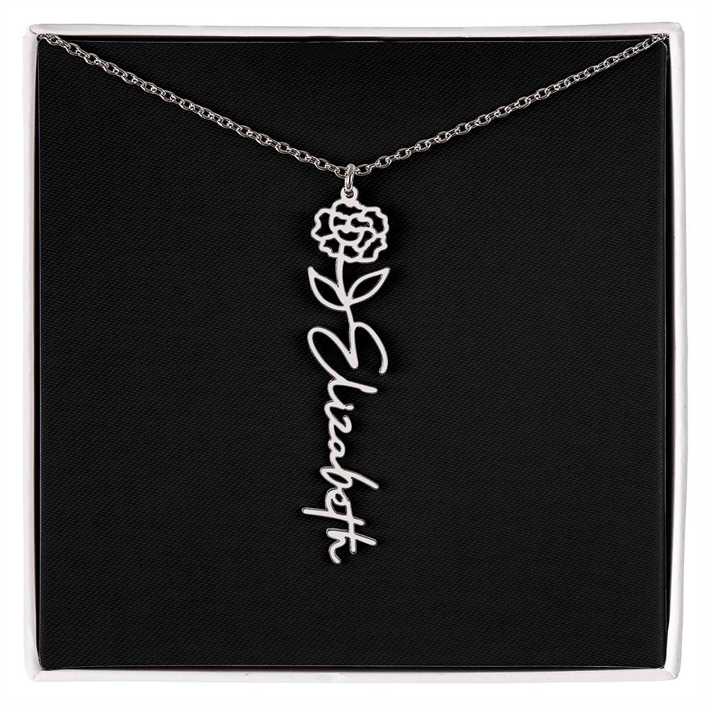 Flower Name Necklace For Her
