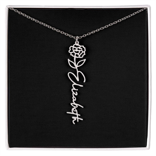 Flower Name Necklace For Her