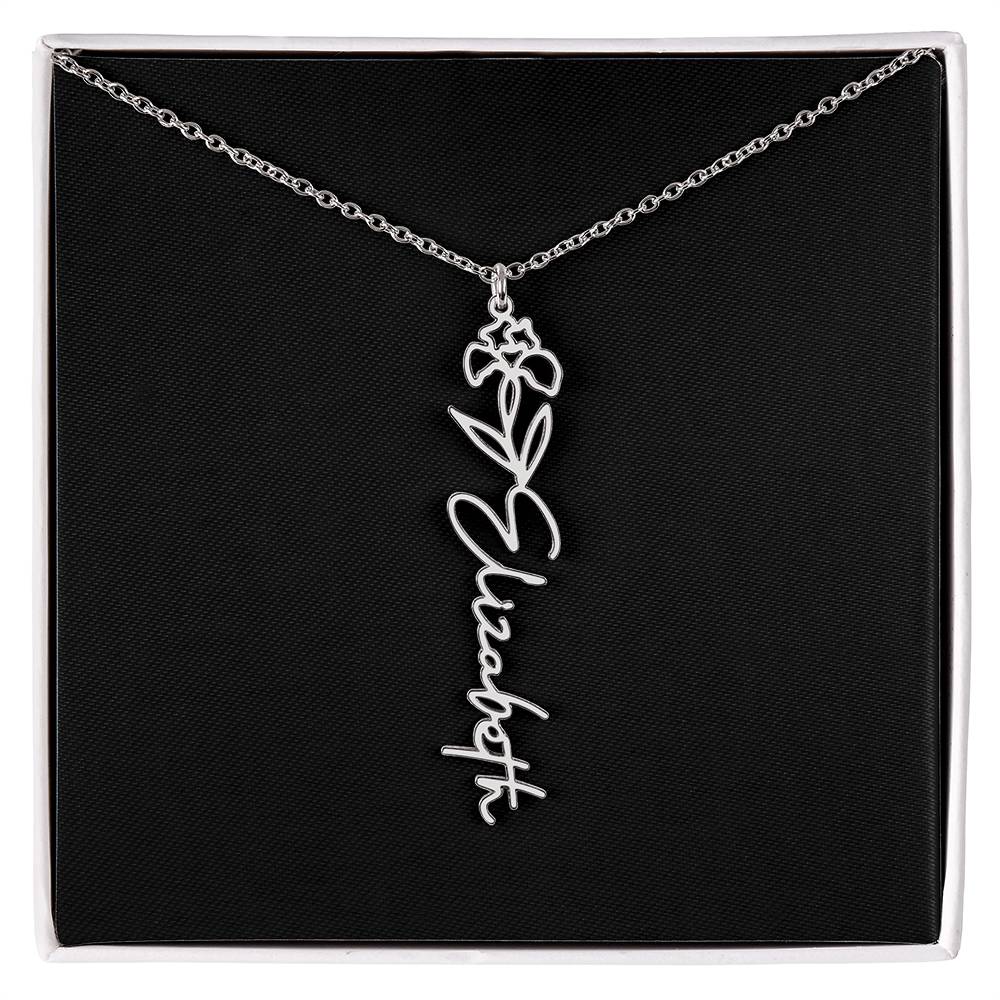 Flower Name Necklace For Her