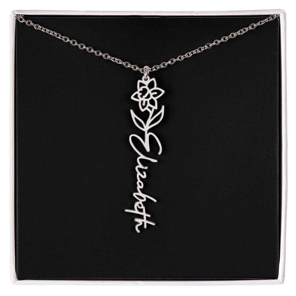 Flower Name Necklace For Her