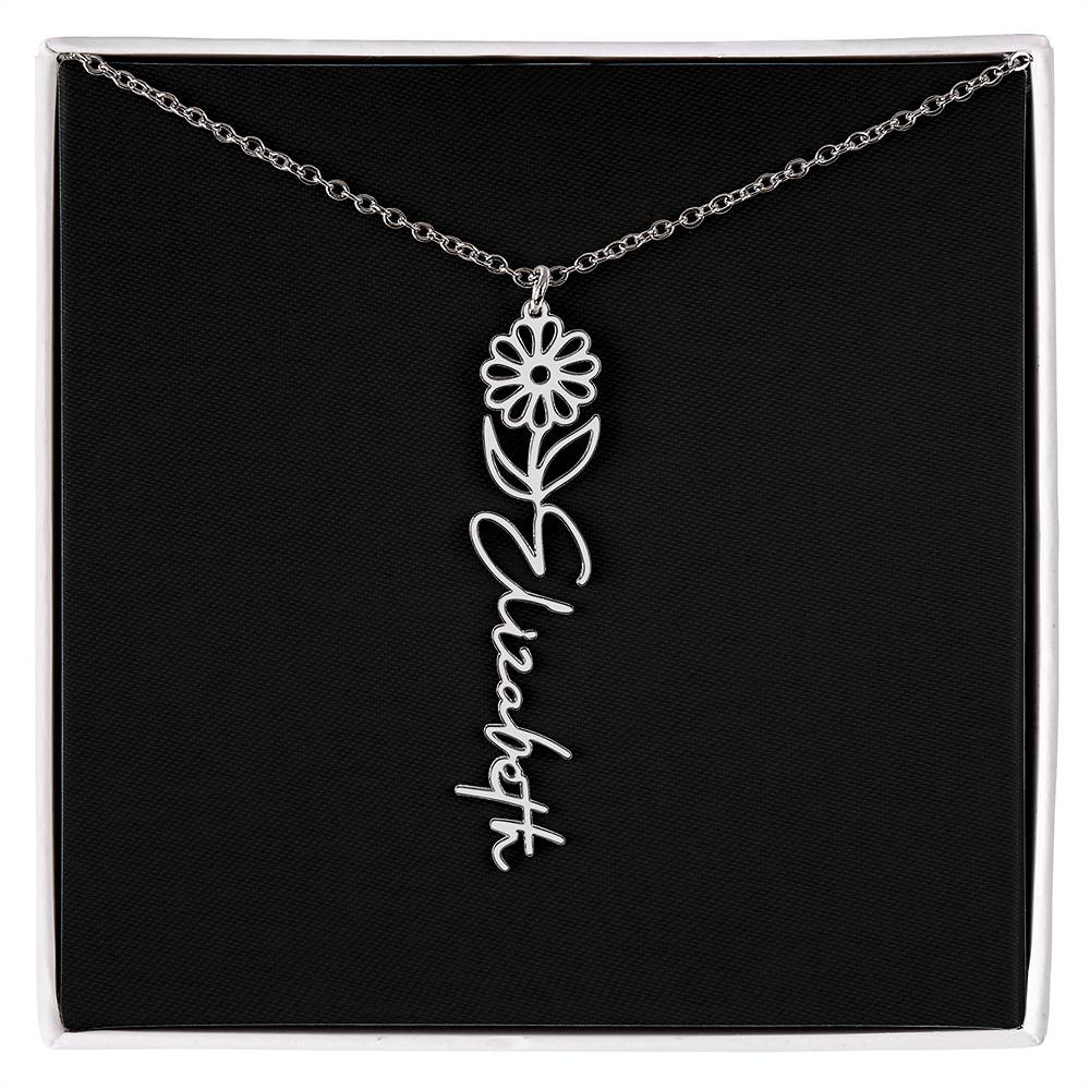 Flower Name Necklace For Her