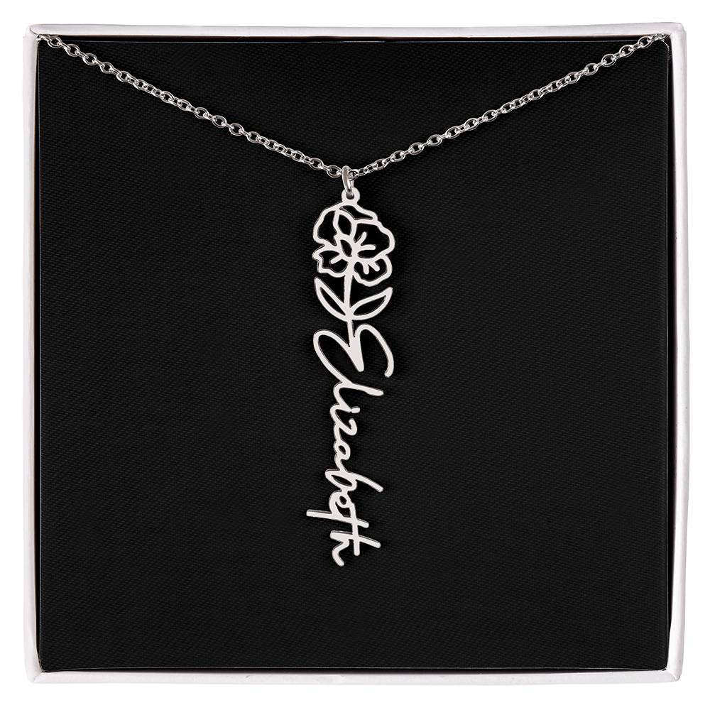 Flower Name Necklace For Her