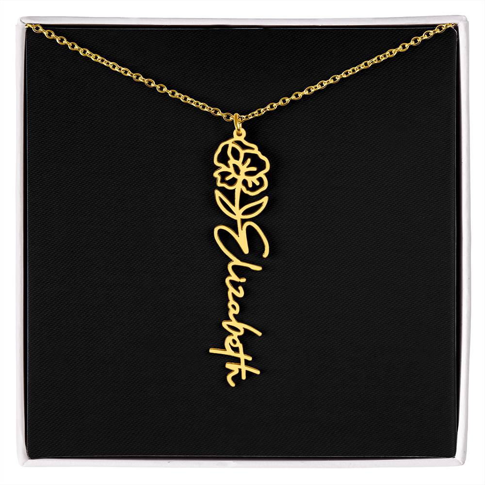 Flower Name Necklace For Her
